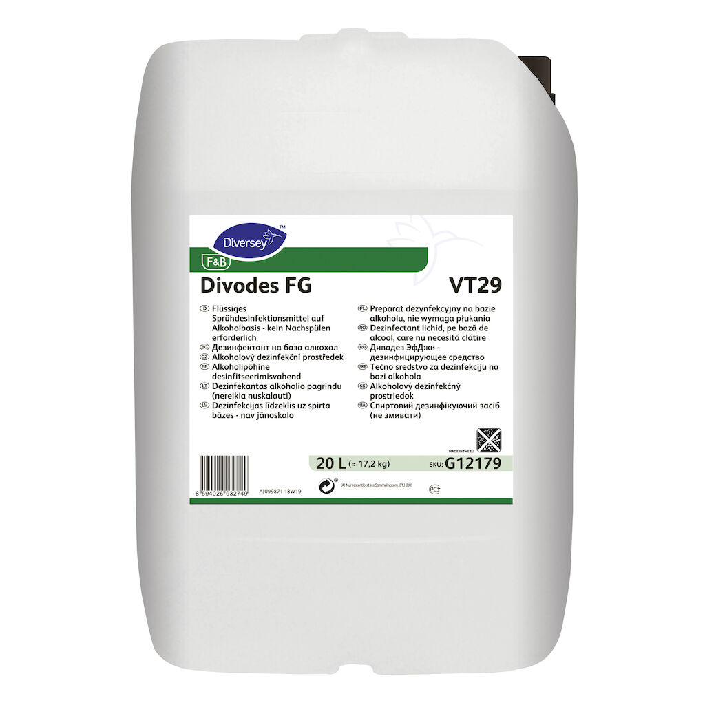 Divodes FG VT29 20L - Alkohol bázisú folyékony fertőtlenítőszer