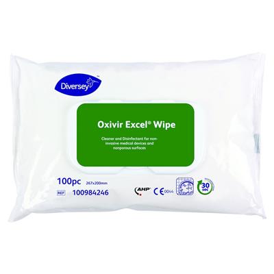 Oxivir Excel Wipe 12x100db - 200 x 270mm - Széles hatásspektrummal rendelkező tisztító- és fertőtlenítő kendő vízálló kemény felületekre és nem invazív orvostechnikai eszközökhöz